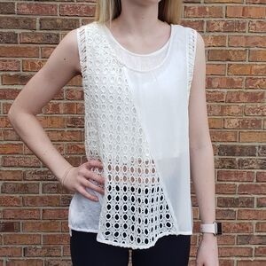 NWT Miss Me Ivory Eyelet Tank Top